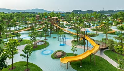 Sustainable leisure park illustration with eco-friendly features Sustainable leisure park illustration with eco-friendly features